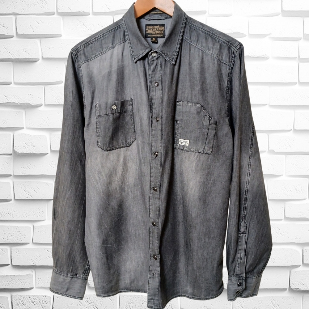 Los Angeles Third Army Co. Shirt, Blk.Snap Buttons, Size Medium EUC